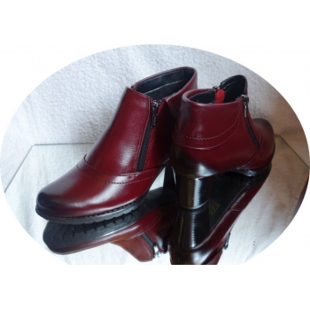 Skórzane szerokie botki tęgość H obcas 6 cm